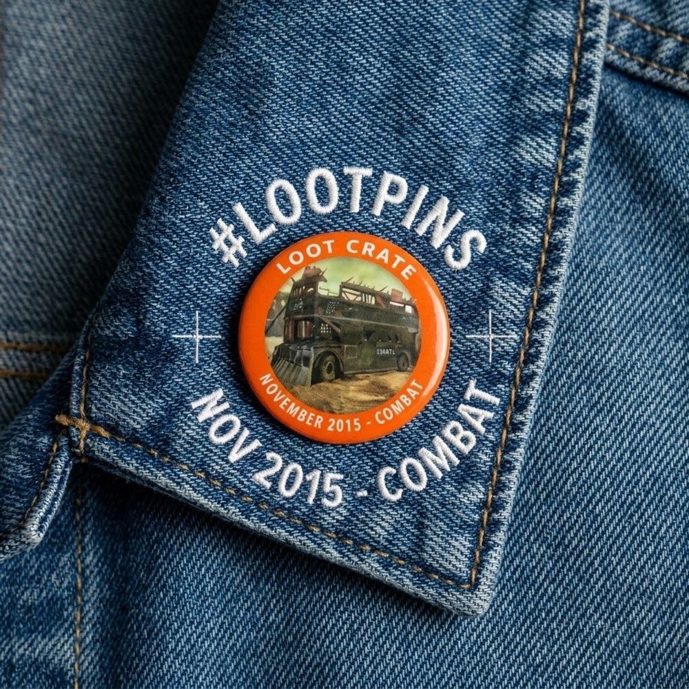 Loot Crate November 2015 Combat Pin Orange Post-Apocalyptic Vehicle Button